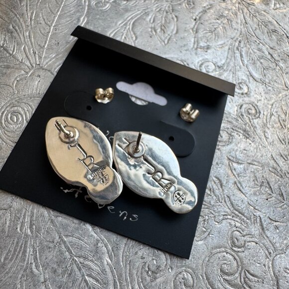 Navajo Harold J Stevens Native Malachite Teardrop Earrings - Picture 6 of 6